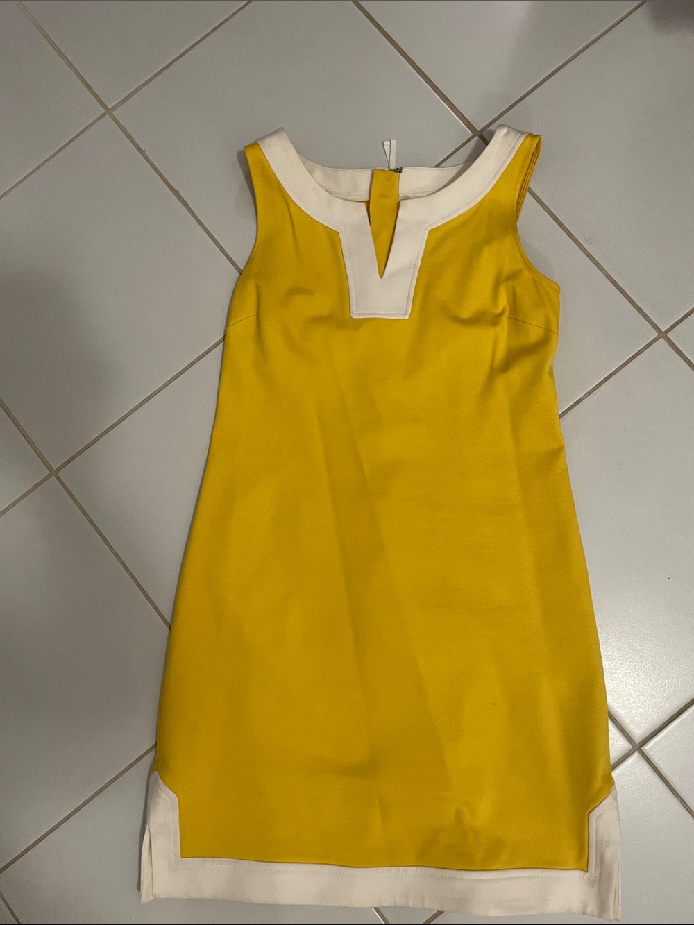 Banana republic Yellow Sleeveless Dress with White Trim